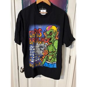 Chris Brown 2022 One of Them Ones US Tour T-Shirt Mens Large Black Monster